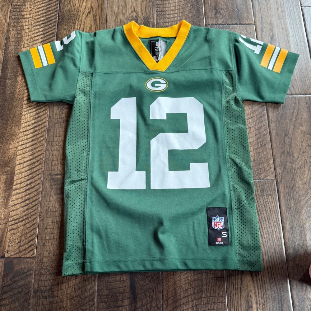 NFL Green Bay Packers Aaron Rodgers 12 Youth Small 8 Jersey Green Gold
